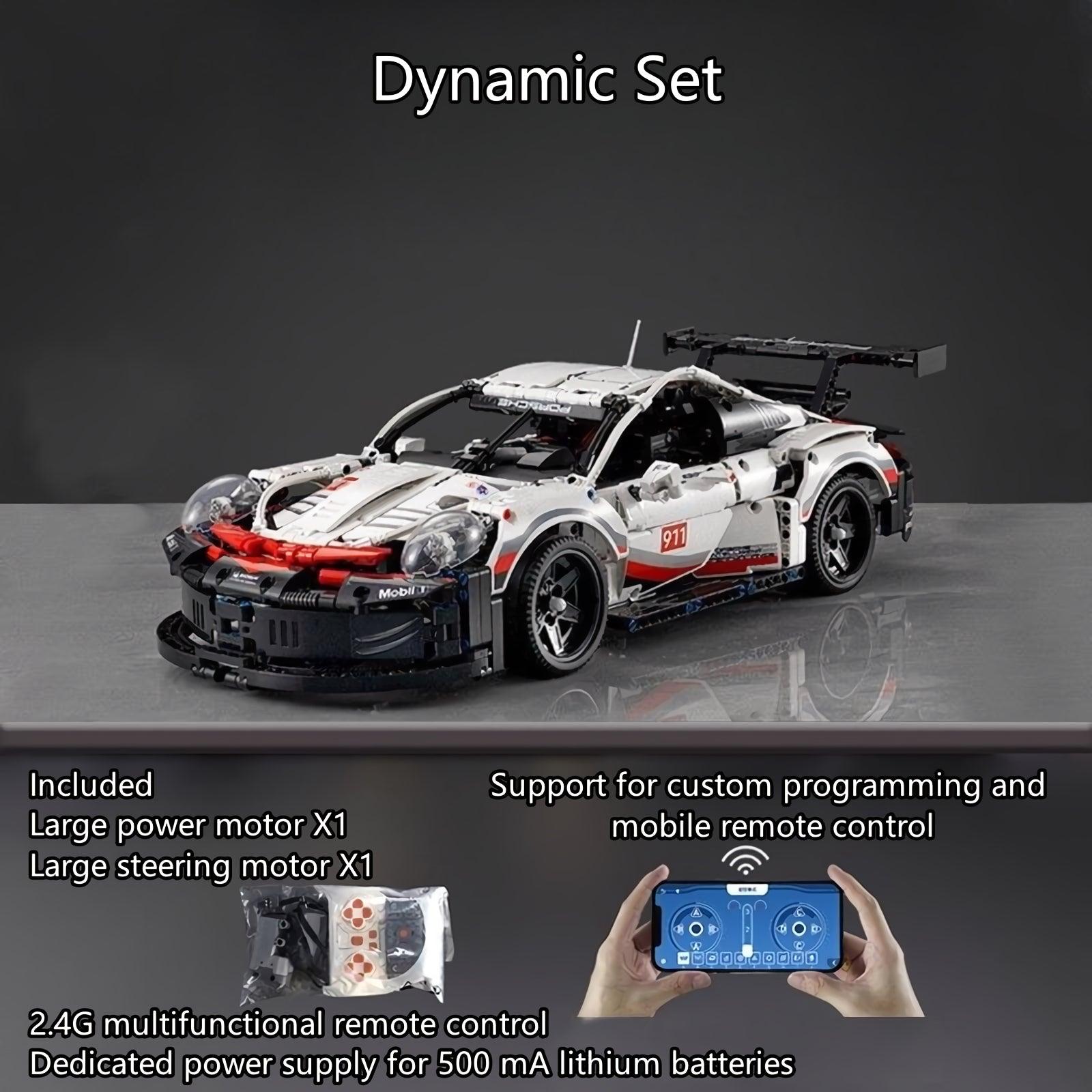 Custom White Porsche 911 GT3 RS Technic Building Bricks Set 